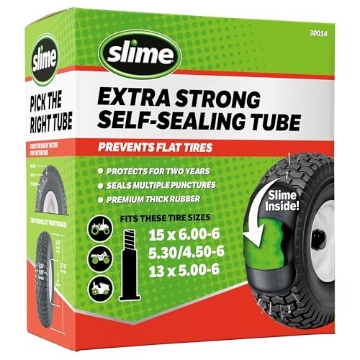 Picture of Slime 30014 Slime 30014 Inner Tube for riding lawn mowers, ATVs, quads, tractors and other farm equipment, Extra Strong, Includes Self-Sealing Slime Sealant, Heavy Duty, 15x6.00-6" / 5.30/4.50-6" / 13x5.00-6" (EA)