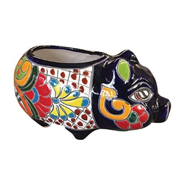 Picture of AVERA HOME GOODS LLC APG075060 Avera Products Ceramic Pig Planter, 6" Multicolor, Art Deco, Hand-painted, Double-fired Talavera Pottery, Unique Designs, Indoor/Outdoor (PK-4-EA)