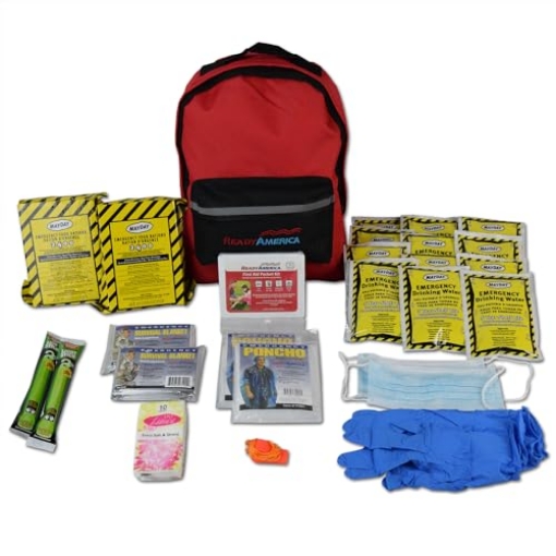 Picture of READY CHARGE 70280 Ready America 70280 72 Hour Emergency Kit, 2-Person, 3-Day Backpack, Includes First Aid Kit, Survival Blanket, Portable Preparedness Go-Bag for Camping, Car, Earthquake, Travel, Hiking, and Hunting, Red (EA)