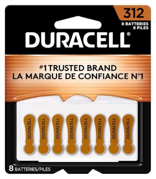 Picture of DURACELL(R) DA312B8ZM09 Duracell Hearing Aid Batteries Size 312, Brown, 8 Count (Pack of 1), Long-lasting Power, Extra-long EasyTab Install (PK-8-EA)