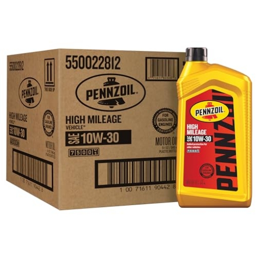 Picture of PENNZOIL 550022812 Pennzoil High Mileage 10W-30 Motor Oil, 1 Quart (6 Pack) (PK-6-EA)
