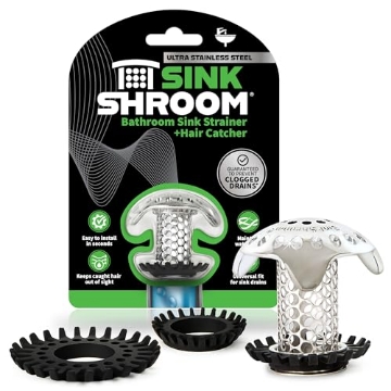 Picture of SINKSHROOM SSULTR321 SinkShroom Ultra Revolutionary Bathroom Sink Drain Protector, Stainless Steel (EA)