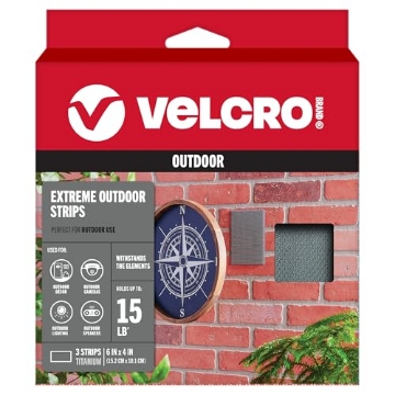 Picture of VEK 91471 VELCRO Brand Outdoor Wide Heavy Duty Strips | 6" x 4" Pk of 3 | Holds 15 lbs | Titanium Extreme Industrial Strength Adhesive Fasteners | Strong Weather Resistance for Rough Surfaces (91471) (EA)