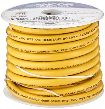 Picture of Ancor 112902 Ancor 112902 Marine Grade Electrical Tinned Copper Battery Cable (6-Gauge, Yellow, 25-Feet) (EA)