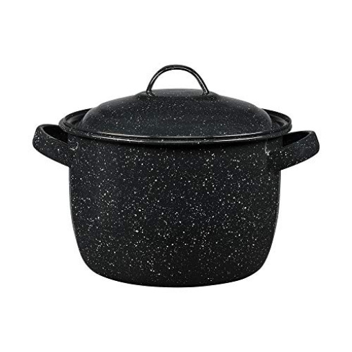 Picture of GRANITE WARE 38722 Granite Ware 4-Quart Bean Pot - Porcelain Enamel on Steel, Lightweight & Durable, Ideal for Baked Beans, Stews, Soups - Non-Stick, Chip-Resistant, Even Heat Distribution (Speckled Black) (EA)