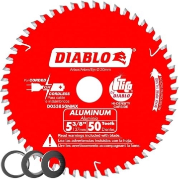 Picture of Diablo D053850NMX Diablo Saw Blade for Medium Aluminum - 5-3/8" Diameter, 50 TCG Teeth, 20mm Arbor, .061" Kerf, -5° Hook Angle, .039" Plate, 14500 Max RPM - D053850NMX (EA)