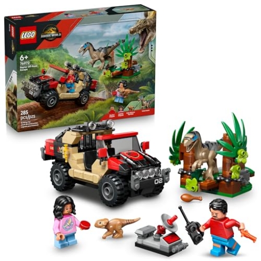 Picture of Lego 76972 LEGO Jurassic World Raptor Off-Road Escape Dinosaur Toy - Building Playset with Dinosaur Action Figures, Jurassic World Toy for Boys & Girls, Ages 6+ - Gift Idea for Birthdays - 76972 (EA)