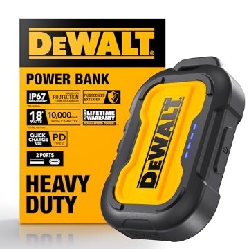 Picture of DEWALT(R) 215 1643 DW2 DEWALT Heavy Duty Portable Charger, Power Bank, Travel Worksite 10,000 mAh Battery Pack with USB-C Port for iPhone 17/16 Plus Pro Max, iPhone 15/14/13, Samsung Galaxy (EA)