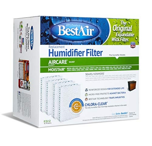 Picture of FREUDENBERG FILTRATION TECHNOLOGIES ES12-2 BestAir ES12-2 Extended Life Humidifier Replacement Paper Wick Humidifier Filter, For Emerson, Quiet Comfort & Kenmore Models, 10" x 9.4" x 6.5", Single Pack (4 Filters) (EA)