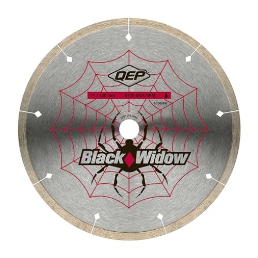 Picture of Qep 6-7008BW QEP 7" Black Widow Premium-Grade, Thin Rim Diamond Blade for Wet Cutting of Porcelain, Ceramic, Granite and Marble Tile (EA)