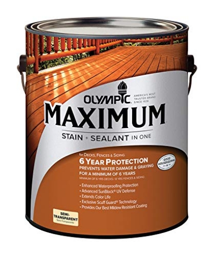 Picture of PPG-FLOOD 79551A/01 Olympic Maximum Semi-Transparent Semi-Gloss Cedar Natural Tone Deep Oil-Based Stain and Seala - Case of: 44 (PK-4-EA)