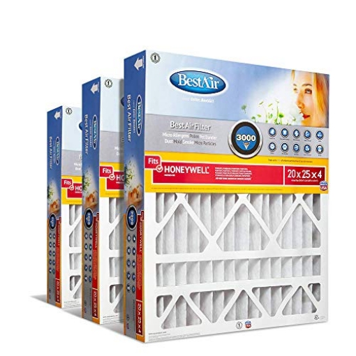 Picture of FREUDENBERG FILTRATION TECHNOLOGIES HW2025-13R BestAir HW2025-13R AC Furnace Air Filter, 20" x 25" x 4", MERV 13, Removes Allergens & Contaminants, Fits 100%, For Honeywell Models, Pack of 3 (PK-3-EA)
