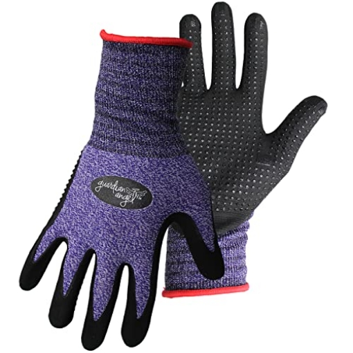 Picture of Boss Products Usa Llc 8444S Boss Unisex Guardian Angel Dotted Nitrile Palm, Superior Grip, Abrasion Resistant, 1-Pack, Small (8444S), Purple/Red/Black (EA)