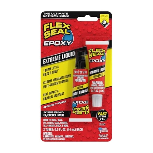 Picture of SWIFT GREEN FILTERS(TM) EFSBLKR2X15 Flex Seal Epoxy, Extreme Liquid, Multi-Purpose, Durable, Permanent, Watertight, Long-Lasting Bond, for Automotive, Marine, Plumbing, Home, & Tool Repairs, Cures Black, 2 Tubes: 0.5 fl oz (14 mL) Each (EA)