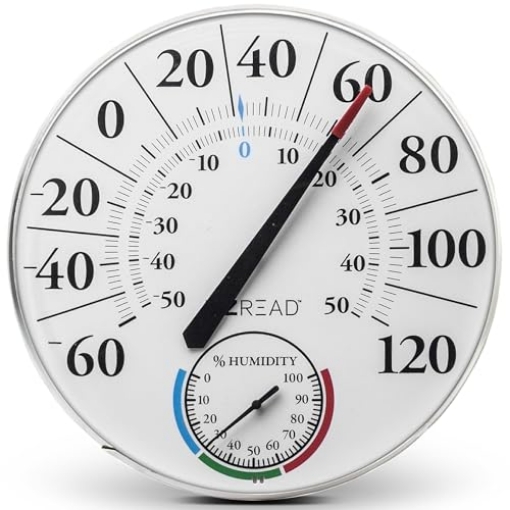 Picture of HEADWIND 840-1212 Headwind Consumer Products 840-1212 EZREAD Dial Thermometer/Hygrometer, White, 12.5 " (EA)