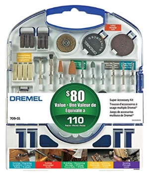 Picture of DREMEL(R) 709-02 Dremel 709-02 110-Pieces All-Purpose Rotary Tool Accessory Kit- Includes a Carving Bit, Sanding Drums, Grinding Stones, Cutting Discs, and a Storage Case, Gray (EA)