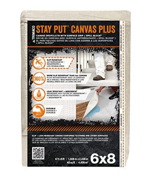 Picture of Trimaco 4329 Trimaco 04329 Slip Resistant Dropcloth Stay Put Canvas Plus Drop Cloth, 6-feet x 8-feet, Cranberry (EA)