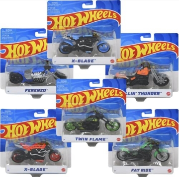 Picture of Hot Wheels X4221 Hot Wheels Street Power Collectible Motorcycle - Complete Set of 6 ~ X-Blade, Fat Ride, Ferenzo, Thunder Chopper, Twin Flame Cruiser and Light Frame (PK-6-EA)