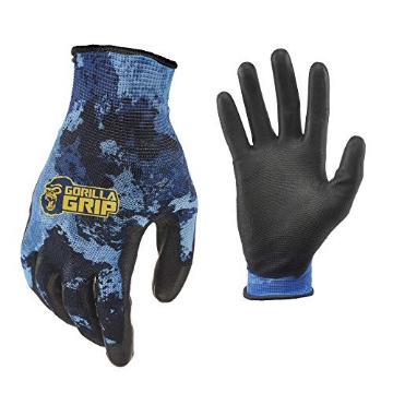 Picture of GREASE MONKEY 25067-26 Gorilla Grip Work Gloves with Grip, All Purpose Gloves for Fishing, Outdoor Work, and Automotive Work | Color: Veil Tac Black | Size: Large (EA)