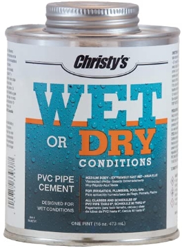 Picture of Christmas Time 505229 Christy's Wet Or Dry Conditions PVC Cement - Medium Body, Extremely Fast Set, Low-VOC, Aqua Blue, 1 Pint (16 fl oz) (EA)