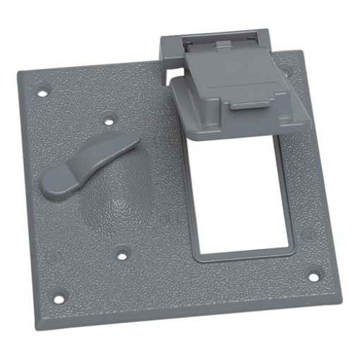 Picture of SIGMA ENGINEERED SOLUTIONS 14344 Sigma Engineered Solutions 14344 2-Gang Toggle Switch/GFCI Combination Weatherproof Cover, Gray (EA)