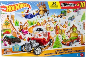 Picture of Hot Wheels JCB47 Hot Wheels Toy Cars & Playset, 2025 Advent Calendar with 10 Vehicles in 1:64 Scale, 10 Ornament Clips & 14 Winter-Themed Accessories (EA)