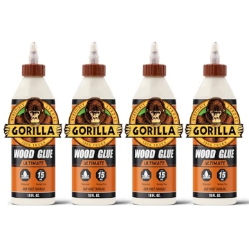 Picture of GORILLA 104406 Gorilla Ultimate Waterproof Wood Glue, Natural Wood Color, 18 Ounce (Pack of 4) - Waterproof for Indoor or Outdoor Projects and Repairs (PK-4-EA)