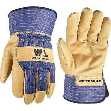 Picture of WELLS LAMONT 3300M Wells Lamont Men's White Mule Heavy Duty Cowhide Leather Palm Work Gloves, Medium (3300M) (EA)