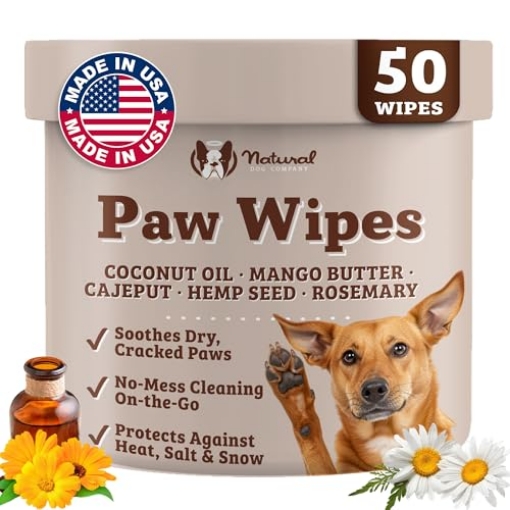 Picture of ELEMENTS BRANDS LLC WP-PAWS-50 Natural Dog Paw Wipes -50 Ct- Organic, Vegan Pet Paw Wipes for Dogs, Eco-Friendly Dog Paw Wipes for Dogs, Ideal for Removing Dirt, Allergens & Moisturizes Dry Cracked Paws, Coconut Oil & Cocoa Butter (EA)