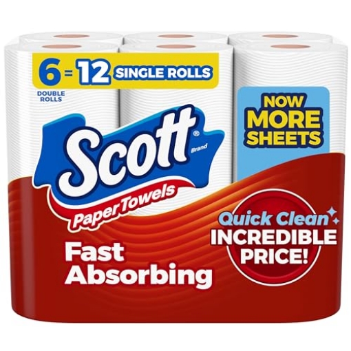 Picture of Scotts 56668 Scott Paper Towels, Choose-A-Sheet, 6 Double Rolls = 12 Regular Rolls (108 Sheets Per Roll) (EA)