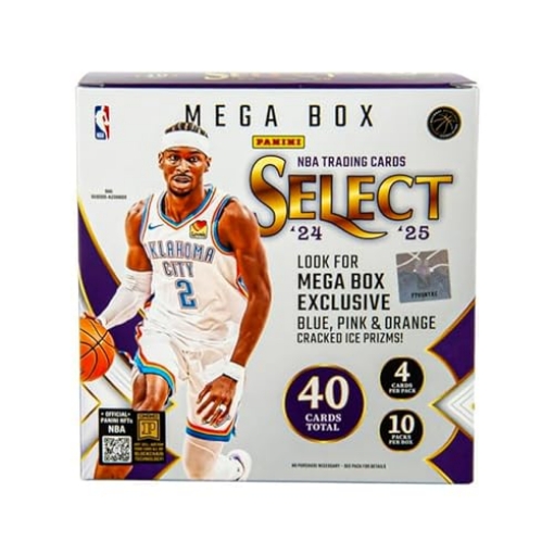 Picture of 2024/25 PANINI SELECT 2-18067-20 2024–25 Panini Select NBA Basketball Mega Box – Official Trading Cards – Retail Exclusive Blue & Red Prizms, Rookie Cards & Inserts – Sealed Box (EA)