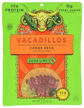 Picture of STRYVE FOODS LLC 65660 Vacadillos Air-Dried Beef Jerky Carne Seca, Chile Lime 3 Count (PK-8-EA)