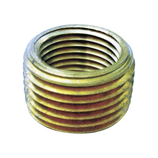 Picture of JMF COMPANY 4504866 JMF 3/8 in. Dia. x 1/4 in. Dia. MPT To FPT Yellow Brass Pipe Face Bushing (PK-5-EA)