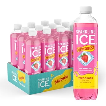 Picture of TALKING RAIN BEVERAGE COMPANY FG00536 Sparkling Ice STARBURST Strawberry, Zero Sugar Flavored Sparkling Water, with Vitamins and Antioxidants, Low Calorie Beverage, 17 fl oz Bottles (Pack of 12) (PK-12-EA)