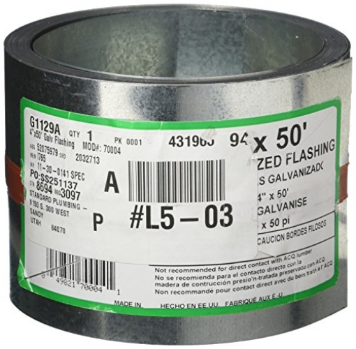 Picture of AMERIMAX 70004 AMERIMAX HOME PRODUCTS 70004 4-Inch x 50-Feet Galvanized Flashing (EA)