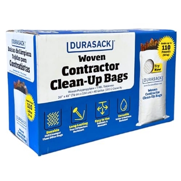 Picture of DURASACK LAM-3045DS2 DURASACK Contractor Bags Heavy Duty 40-Gallon Reusable White Woven Polypropylene Contractor Garbage Bags, Pack of 16 (EA)