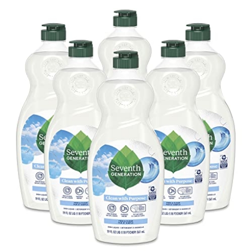 Picture of SEVENTHGEN SEV44986 Seventh Generation Dish Liquid Soap Free & Clear liquid soap Pack of 6 Dishwashing Soap Dish Soap for sensitive skin 19 oz (PACK-6-EA)