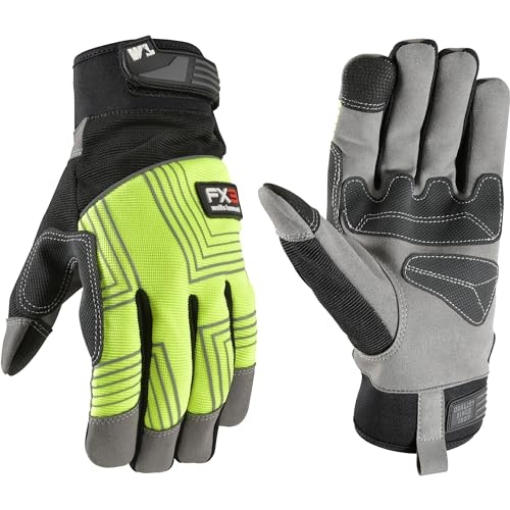 Picture of FEIT ELECTRIC CO 7864XL Wells Lamont Men's Work Gloves FX3 - Durable Synthetic Leather with Reinforced Palm, Spandex Shell, Grip Patches - Adjustable Comfort Closure, Touchscreen Compatible - High Vis Yellow - XL (EA)