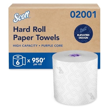 Picture of Scotts RSC58714 Scott Professional High-Capacity Hard Roll Paper Towels, Bulk (02001), Hardwound, Elevated Design, Absorbency Pockets, White, for ScottBrand Purple Core Dispensers (6 Rolls at 950' Each, 5,700'/Case) (EA)