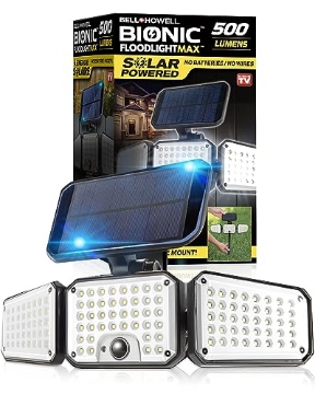 Picture of BELL+HOWELL(R) 8523 Bell+Howell Bionic Flood Light AS SEEN ON TV, 500 Lumen Deluxe Version Bionic Floodlight, LED Solar Flood Lights Outdoor Motion Sensor Waterproof Solar Security Lights with 360° 3 Panel Design (EA)