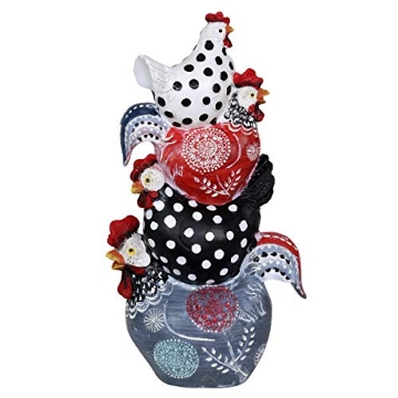 Picture of EXHART 15551-RS Exhart Stacked Hens Garden Statue, Durable Hand Painted Resin, Cute Farm Garden Décor, 7.5"x4"x12.5" (EA)