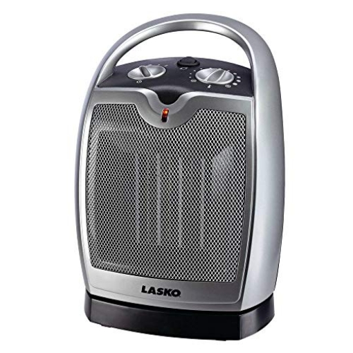 Picture of Lasko 5409 Lasko Oscillating Ceramic Tabletop Space Heater for Home with Adjustable Thermostat, Carrying Handle, 2 Speeds and Fan Only Mode, 11.6 Inches, Silver, 5409 (EA)