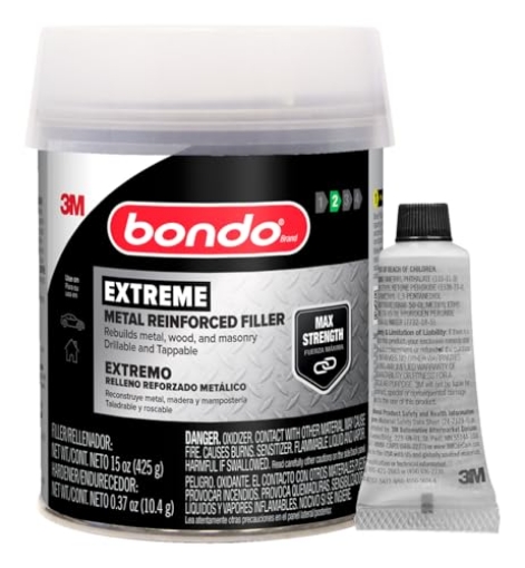 Picture of Bondo 90451 Bondo Metal Reinforced Filler - High Strength Filler, Can be Drilled and Tapped - Will Not Rust, 15 Fl oz with 0.37 oz Hardener (EA)