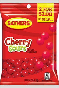 Picture of W H EDWARDS CO 06748 Sathers Cherry Sour Balls 4-1/4 oz. (PK-12-EA)
