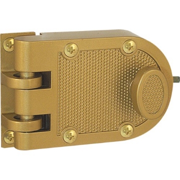Picture of Prime U9970 Prime-Line U 9970 Deadlock – Jimmy-Resistant Design Prohibits Forced Entry by Spreading of Door Frames – Single Cylinder Diecast Metal Lock With a Brass Finish and Angle Strike (Single Pack) (EA)