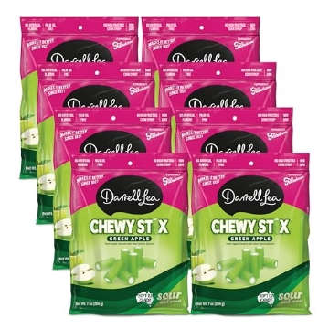 Picture of DL DISTRIBUTION LLC 20073 Darrell Lea Fabulicious Sour Candy Stix, Soft and Tangy, No Artificial Flavors, Palm Oil Free, Made in Australia, Shareable (Sour Apple, 7 Ounce (Pack of 8)) (PK-8-EA)