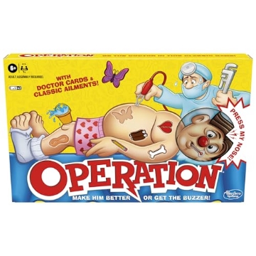 Picture of Hasbro HSBB2176 Hasbro Gaming Operation Electronic Board Game with Doctor Cards and Funny Ailments, Kids Games, 1+ Players, Funny Board Game for Children Ages 6+ (Amazon Exclusive) (EA)