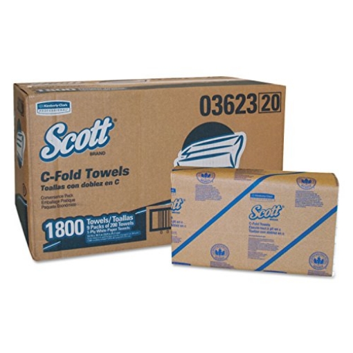 Picture of Scotts 3623 Scott 03623 C-Fold Paper Towels, Convenience Pack, 10 1/8 x 13 3/20, White, 200 per Pack (Case of 9) (CT-9-PK)