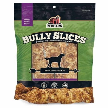 Picture of REDBARN PET PRODUCTS LLC 255014 Redbarn Pet Products All-Natural Rawhide Bully Slices - Peanut Butter Flavor - Premium Grain-Free Beef Hide Treats High Protein Low Fat for Chewers - 9 oz Bag (EA)