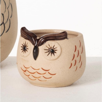 Picture of SULLIVANS ACE164 Sullivans Brown Ceramic 3 in. H Owl Planter (PK-2-EA)
